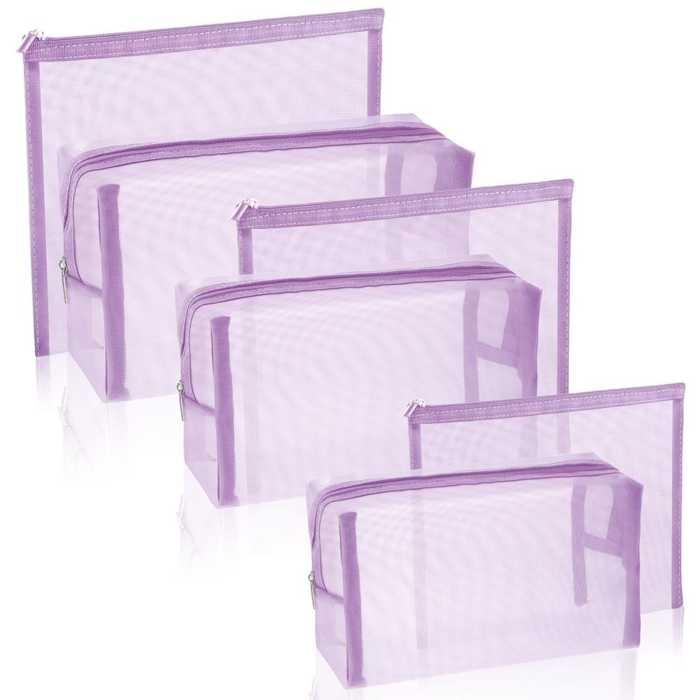 6 Pieces Mesh Makeup Bags Mesh Cosmetic Bag Portable Travel Organizing Zipper🌺